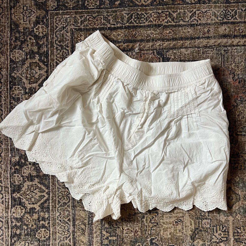 Anthropologie white eyelet shorts